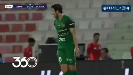 گل اول شباب الاهلی به عجمان توسط سردار آزمون