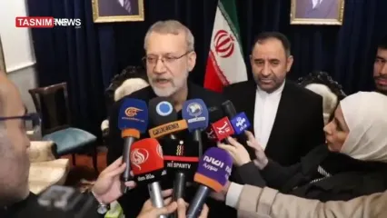 تکذیب شایعه ترور لاریجانی در دمشق گفت‌وگوی خبرنگاران با لاریجانی پس از حمله امروز اسرائیل به دمشق