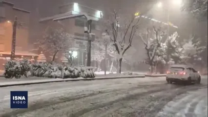 بارش شبانه برف در همدان