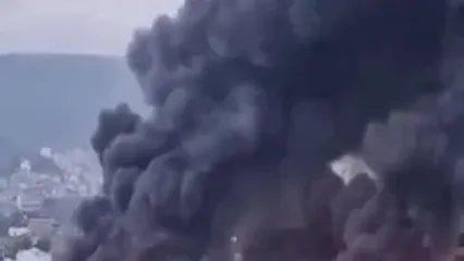 آتش‌سوزی عظیم در بازاری در مرکز تفلیس گرجستان