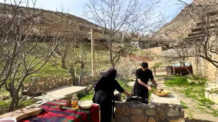 ببینید؛ غذای روستایی در کردستان؛ پخت مقلوبه عربی