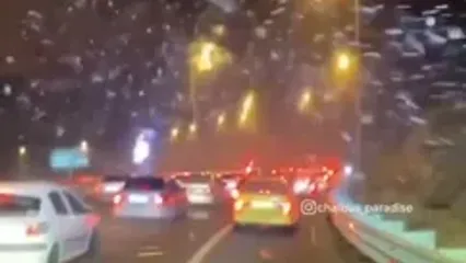 بارش برف بهاری در جاده جالوس