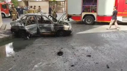 فیلم صحنه انفجار آتشین پراید در محله قلهک تهران