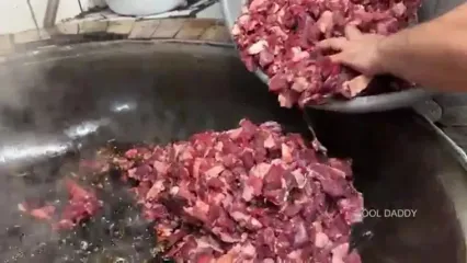 ببینید؛ غذای خیابانی در ازبکستان؛ پخت 300 کیلو سمرقند پلو با گوشت در تاشکند