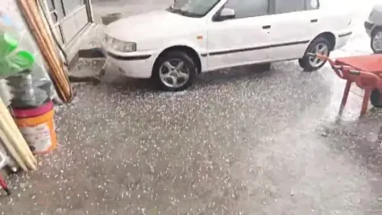 بارش تگرگ در قوشاچای «میاندوآب»