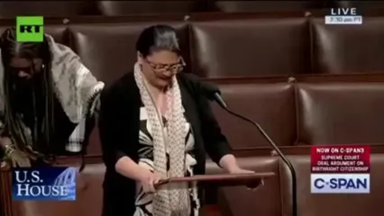 گریه قانونگذار آمریکایی در کنگره برای مردم غزه