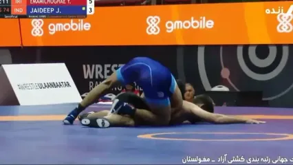 فیلم برد یونس امامی برابر حریف هندی / فینال تمام ایرانی وزن 74 کشتی آزاد