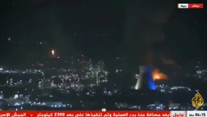 الجزیره نیروگاه حیفا را در حال سوختن به صورت زنده از تلویزیون نشان می‌دهد