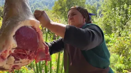 ببینید؛ غذای روستایی در آذربایجان؛ تهیه پنیر سنتی با شیر تازه گاو و پخت پیتزا