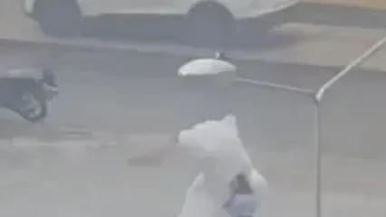تلاش ناموفق یک زن برای کمک به خرس بادی در آب و هوای مسکو!