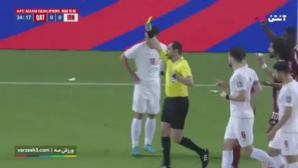لحظه اخراج میلاد محمدی مقابل قطر