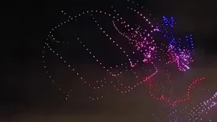 نمایش ویژه پهپادها با تم انیمه در آسمان لس‌آنجلس