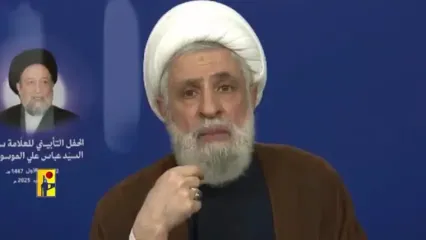 شیخ نعیم قاسم در لباس رزم