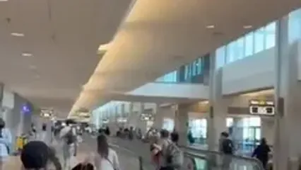 تصویری از ترس و وحشت شهرک نشینان در فرودگاه بن گوریون در تل‌آویو پس از شلیک موشک از سوی یمن