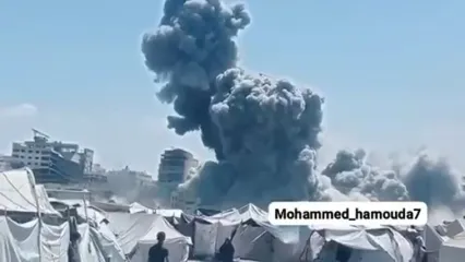 لحظه بمباران برج مسکونی طیبه در غزه