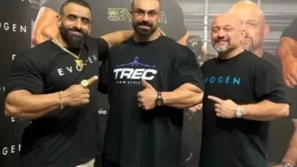 هادی چوپان و بهروز تابانی در پشت صحنه مستر المپیا