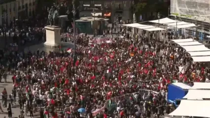 تظاهرات دانشجویان دانشگاه مادرید در حمایت از غره و ناوگان صمود