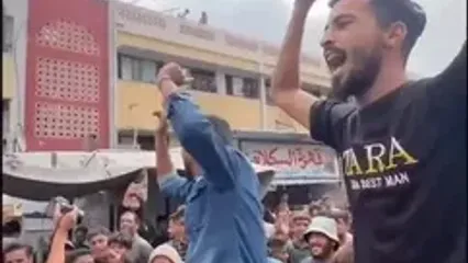 خوشحالی مردم خان‌یونس از توافق آتش‌بس با شعارحمایت از مقاومت