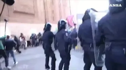 درگیری طرفداران فلسطین و پلیس ایتالیا