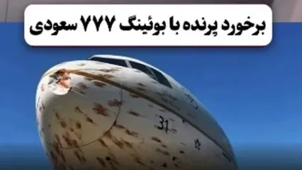 لحظه برخورد پرندگان با بوئینگ ۷۷۷ عربستان