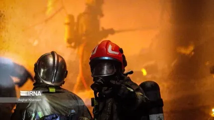 تصاویری از یک آتش‌سوزی مهیب و شبانه در بابل