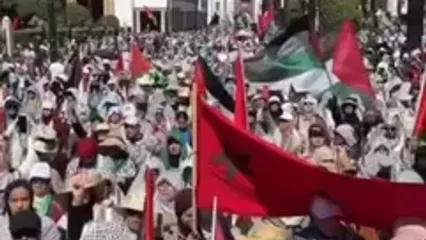 مراکشی ها برای حمایت از ناوگان صمود و مردم غزه به خیابان آمدند