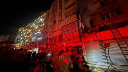 آتش‌سوزی یک ساختمان اقامتی در خیابان سعدی