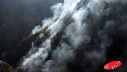 تصاویر پهپادی از آتش‌سوزی جنگل‌های مازندران