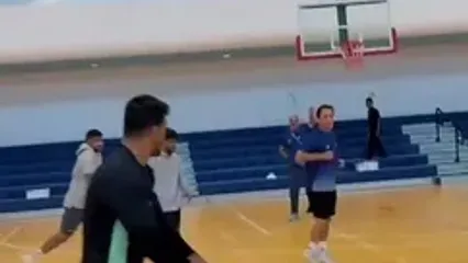 تمرین تیم ملی کشتی فرنگی با برنامه بسکتبال در عربستان