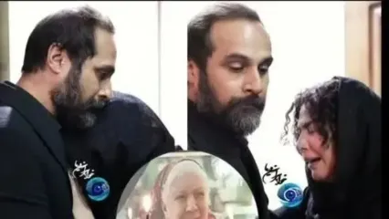 گریه های «شهره سلطانی» در آغوش همسرش در مراسم یادبود مادرش / روحش شاد و یادش گرامی باد