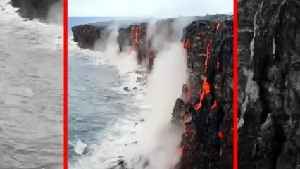 فیلم ورود گدازه‌های داغ به سواحل هاوایی