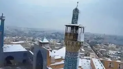 اصفهان برفی از فراز میدان نقش جهان