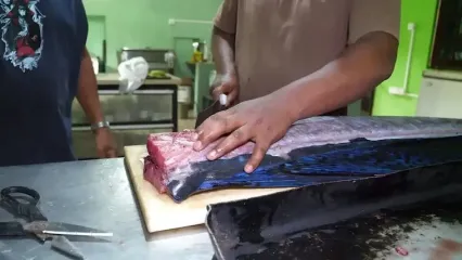 غذای خیابانی در سریلانکا؛ کباب کردن بادبان ماهی در کلمبو