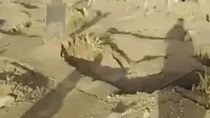 فرونشست قبرستان در پی بارش شدید باران در قشم