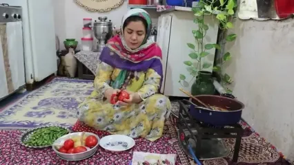 غذای روستایی در ایران؛ پخت کشک بادمجان، خورشت بامیه و تهیه کره محلی