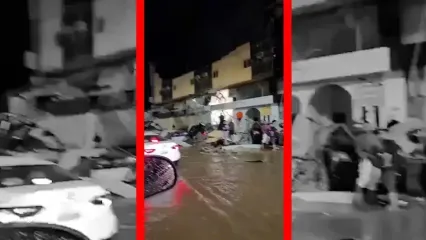 فیلم طوفان ویرانگر در استان مدینه عربستان