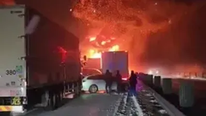 یک کشته و ۲۶ زخمی در تصادف زنجیره‌ای ژاپن