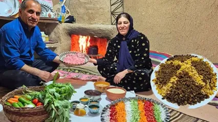 پخت عدس پلوی سنتی با سالاد شیرازی