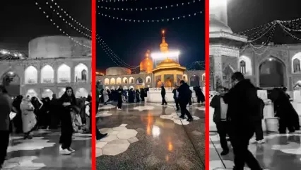 فیلم حال و هوای بارانی حرم امام رضا (ع)