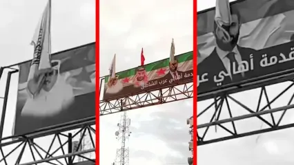 فیلم نصب تصویر صدام حسین در خیابان های سوریه