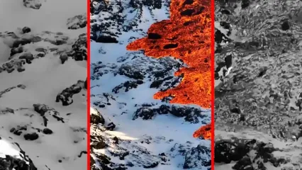 فیلم سرزمین آتش و یخ / فوران گدازه در کوه های برفی ایسلند
