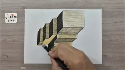 آموزش کشیدن نقاشی 3 بعدی «پله» به روش هنرمند ترکیه ای