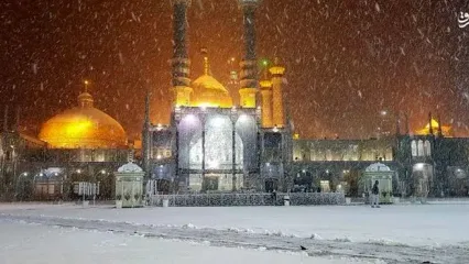 ویدئو دیدنی از بارش برف در حرم حضرت معصومه(س)
