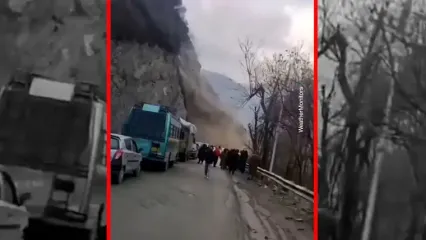 فیلم مسدود شدن جاده ها بر اثر زلزله