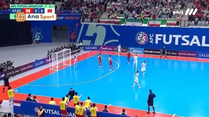 گل اول تیم ملی فوتسال ایران به اندونزی توسط حسین طیبی/ ایران 1-0 اندونزی
