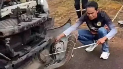 پیدا شدن شاه کبرای ۴ متری در محفظه موتور یک وانت!