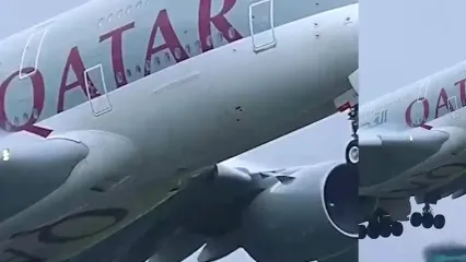 فیلم تیک آف نفس گیر ایرباس A380 قطر در فرودگاه هیترو