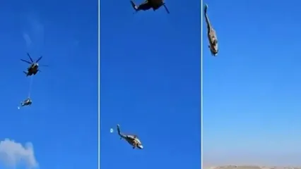 فیلم هولناک از لحظه سقوط هلی‌کوپتر در اصفهان