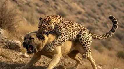 جنگ تن به تن سگ و پلنگ از نماهای متفاوت