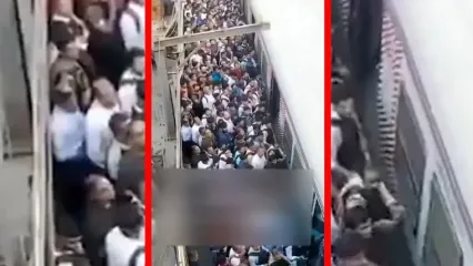 فیلم ازدحام شدید در خط مرکزی راه آهن بمبئی